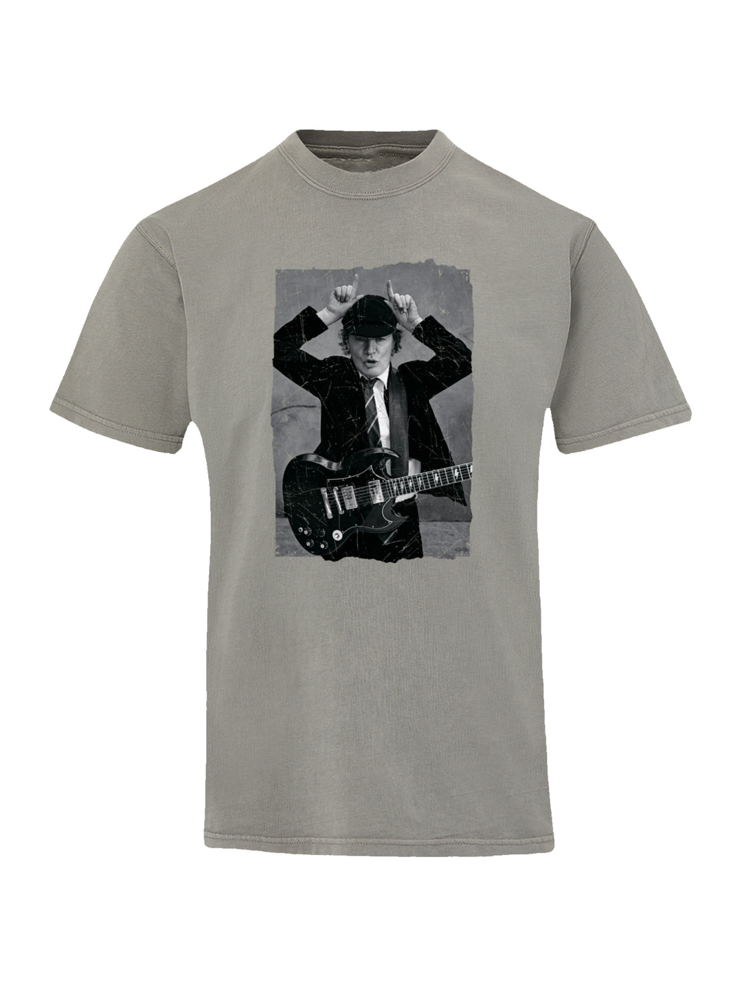 AC/DC Angus Young Distressed Photo with Coastal Color Tee