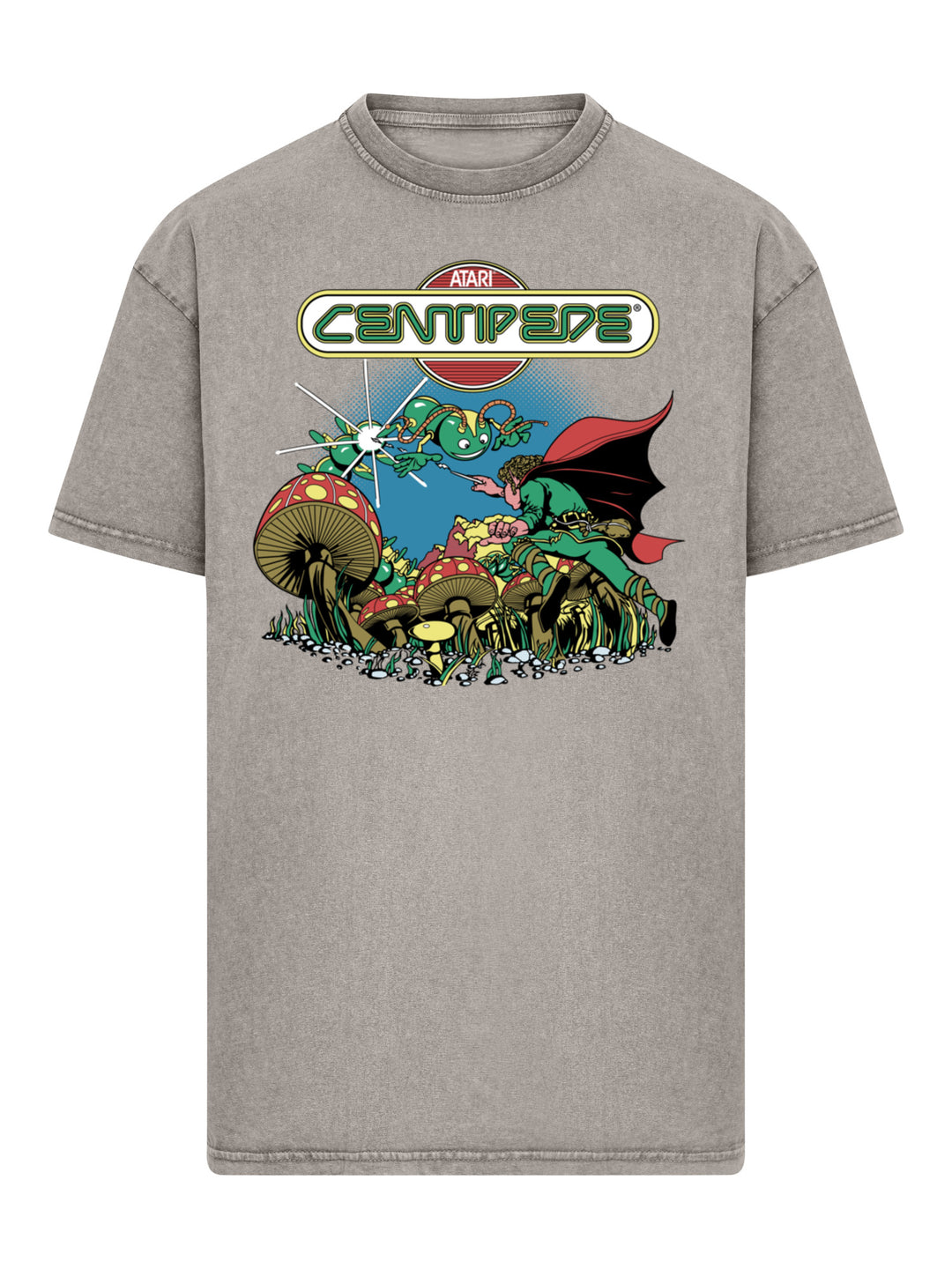 Centipede Atari Retro Gaming with Acid Washed Heavy Oversize Tee