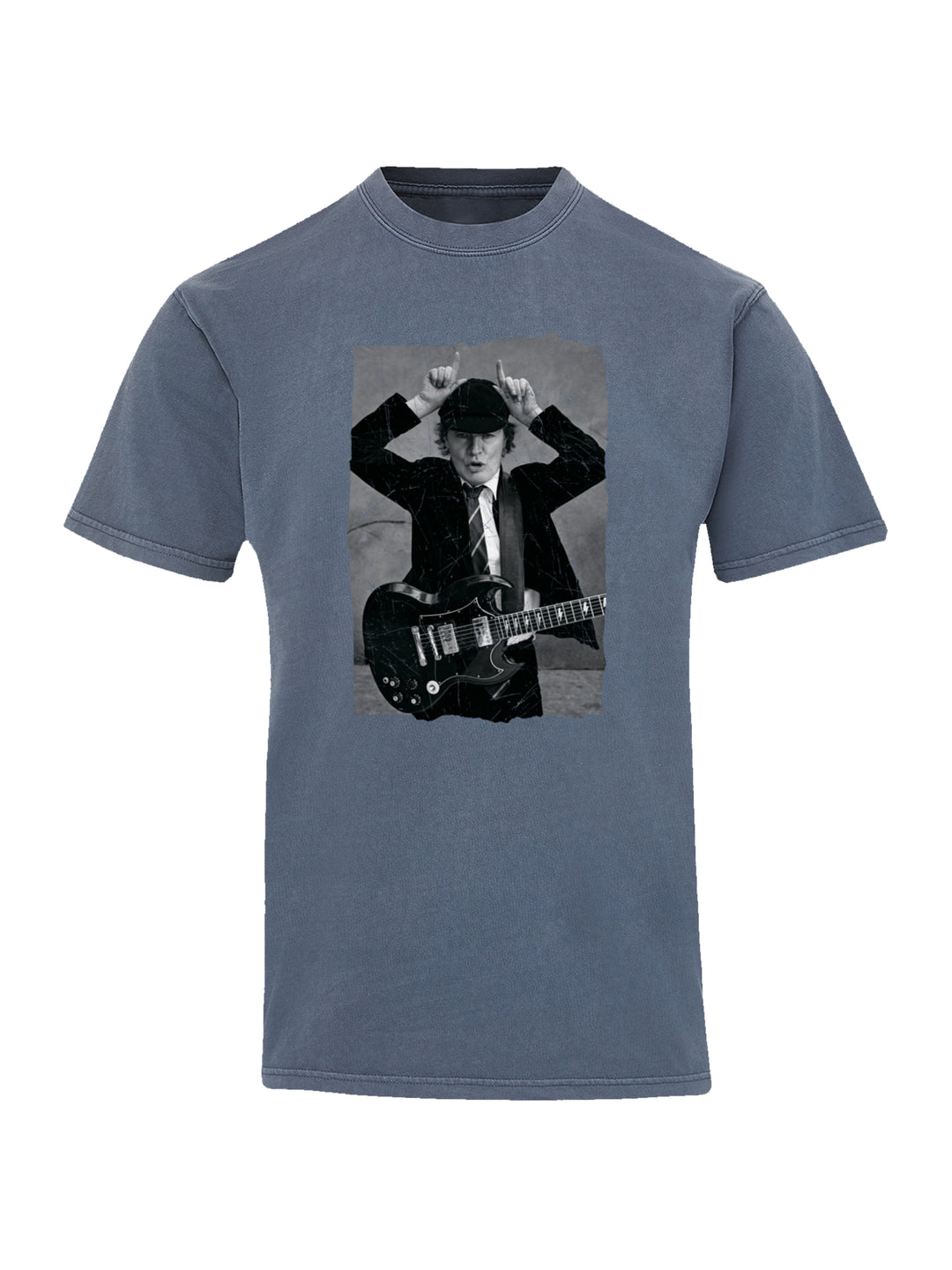 AC/DC Angus Young Distressed Photo with Coastal Color Tee