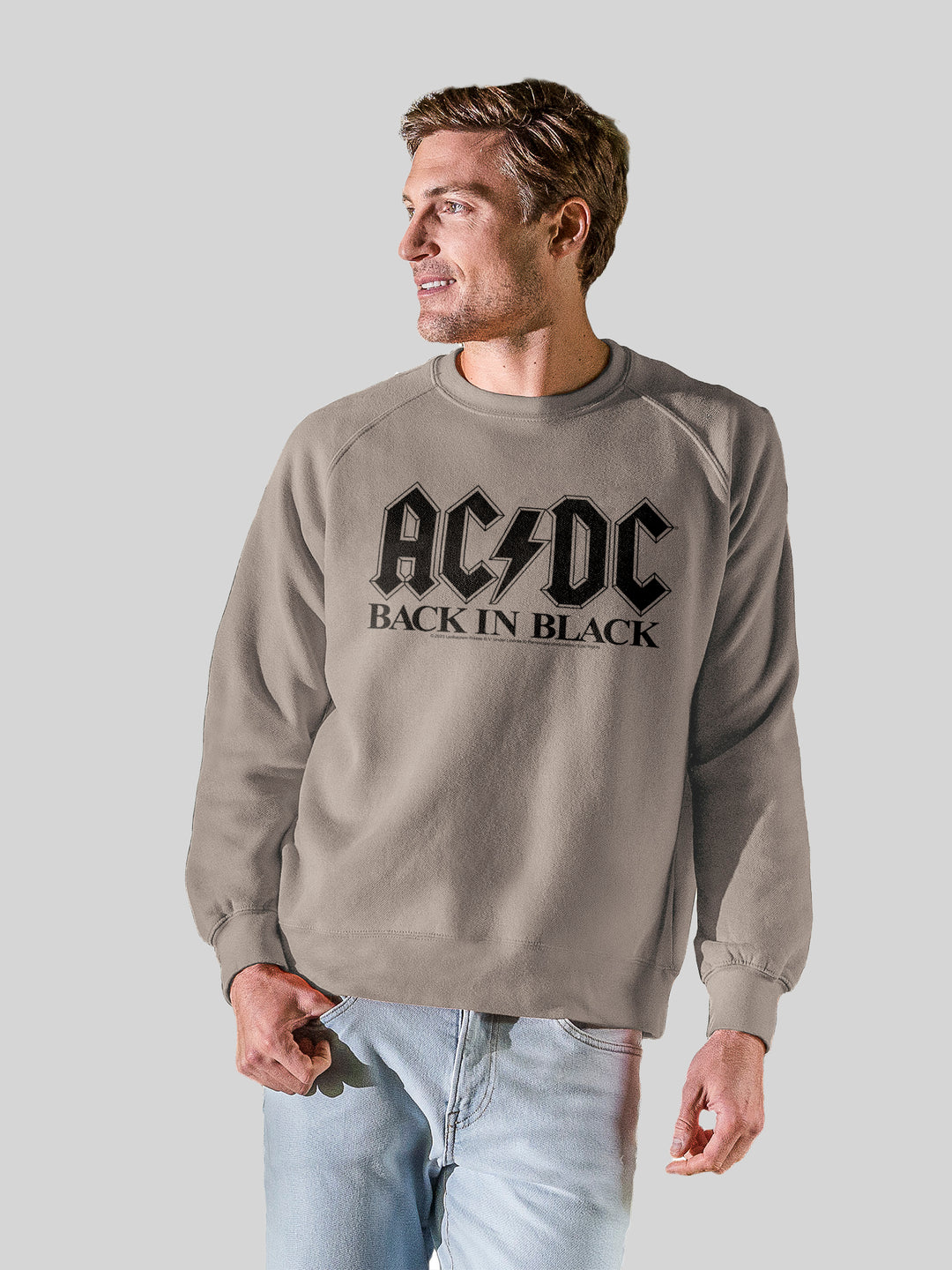 AC/DC Back In Black Logo with Vintage Fleece Raglan Crew