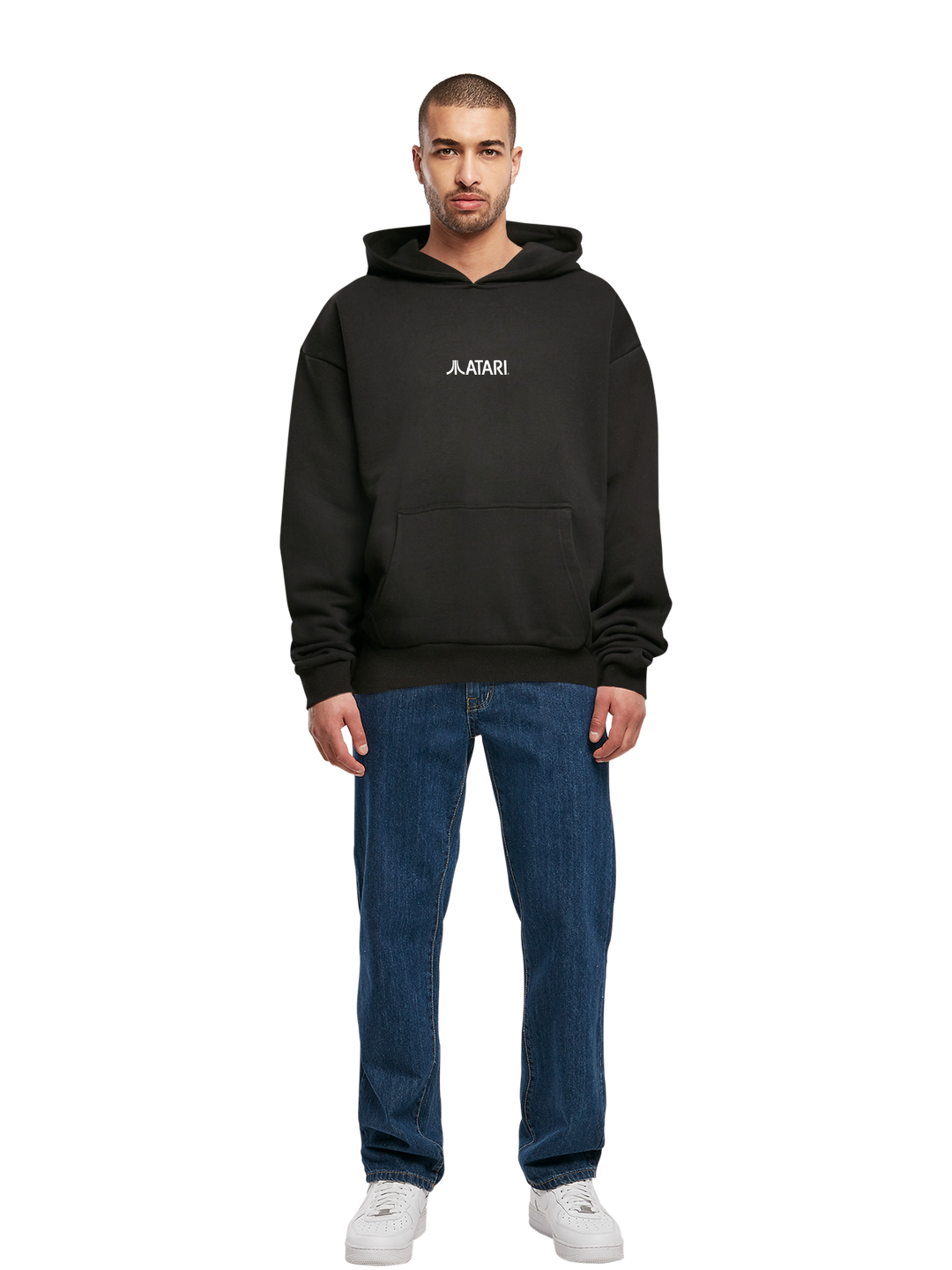 Atari Games Logo White Retro Gaming Horizontal and Atari Asteroids Box Cover with Ultra Heavy Hoody