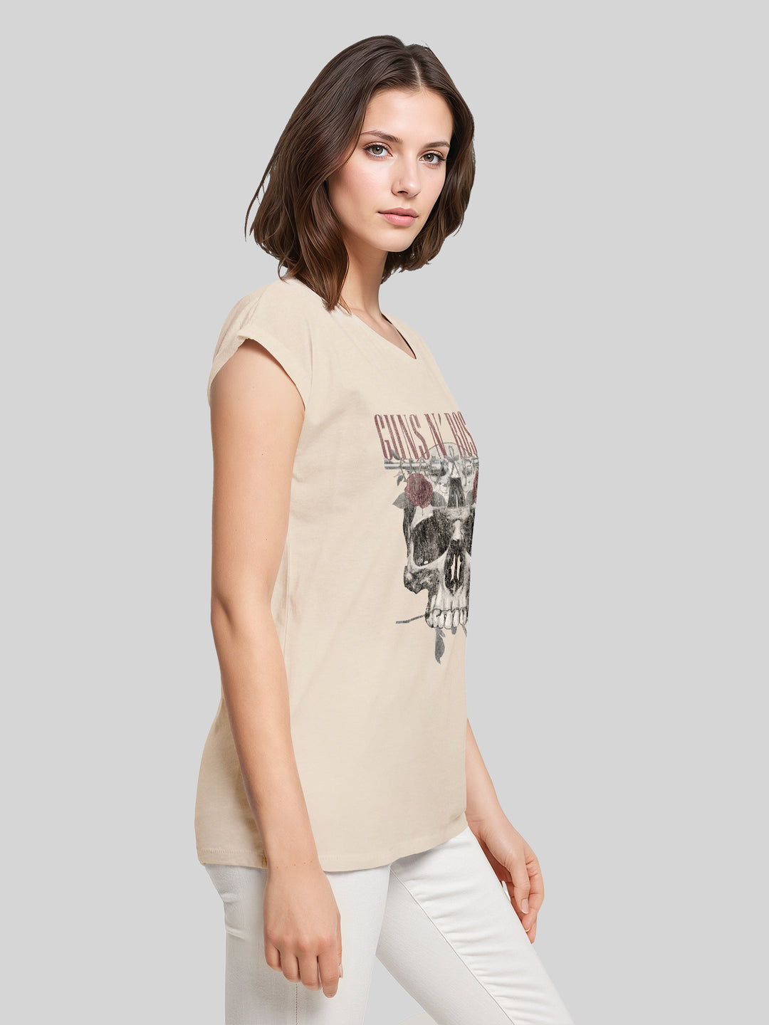 Guns N' Roses Roses Skull with Ladies Extended Shoulder Tee