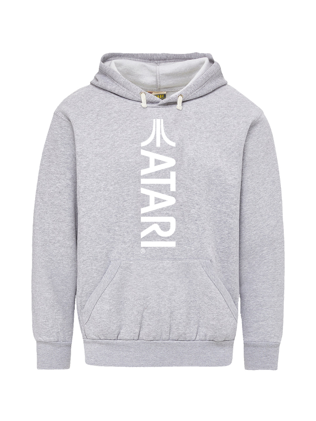 Atari Games Vertical Logo White Retro Gaming with Vintage Fleece Hood