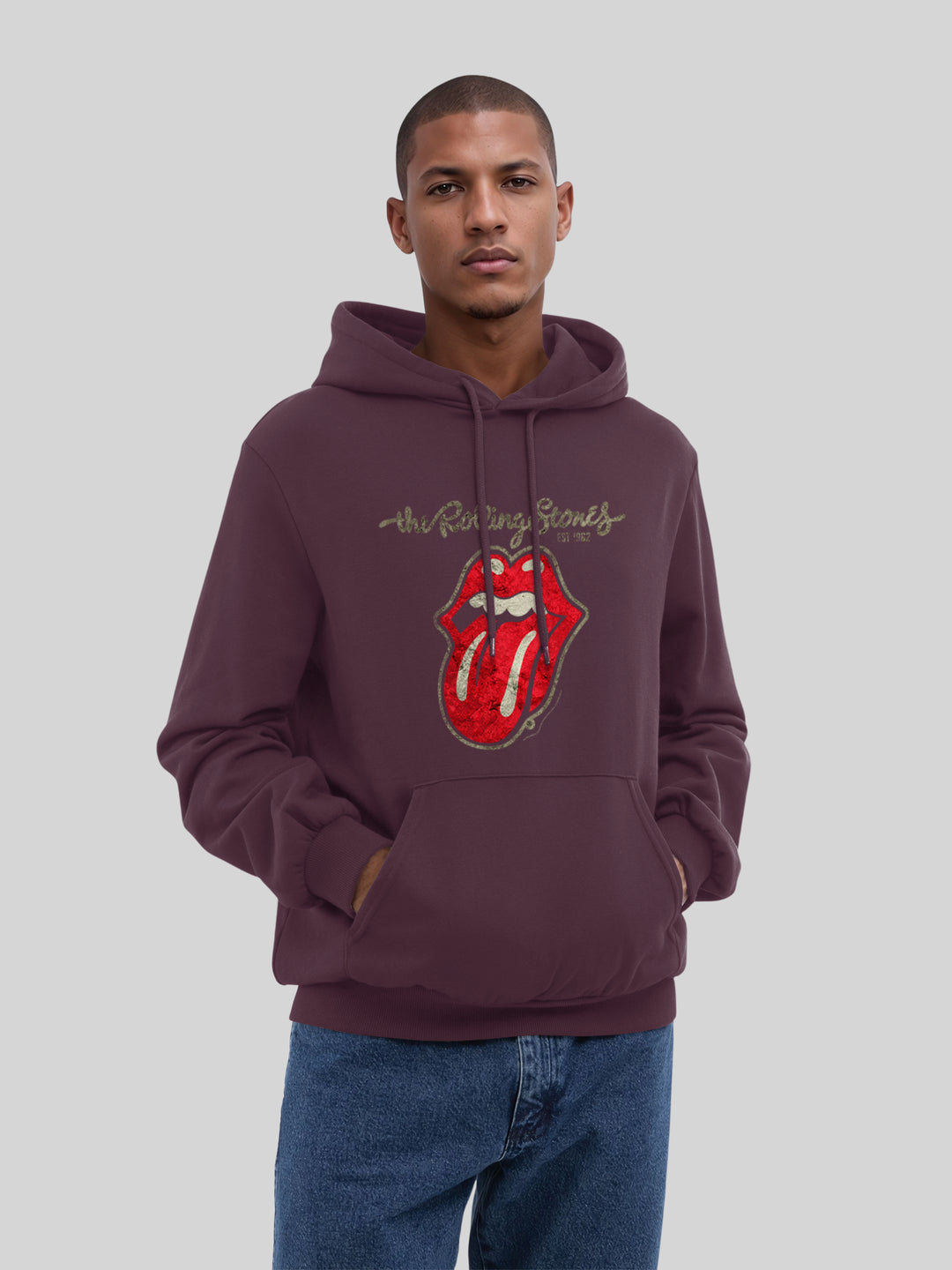 The Rolling Stones Plastered Tongue Washed with True Blanks | Mens Regular Hoodie