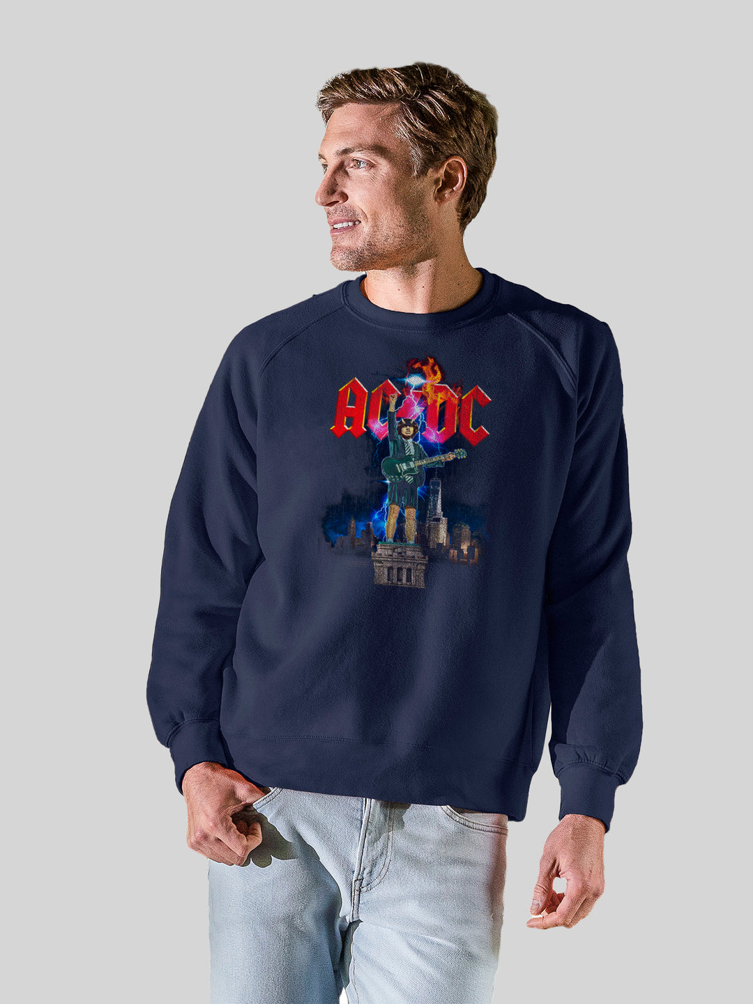AC/DC Angus NYC Lightning with Vintage Fleece Raglan Crew