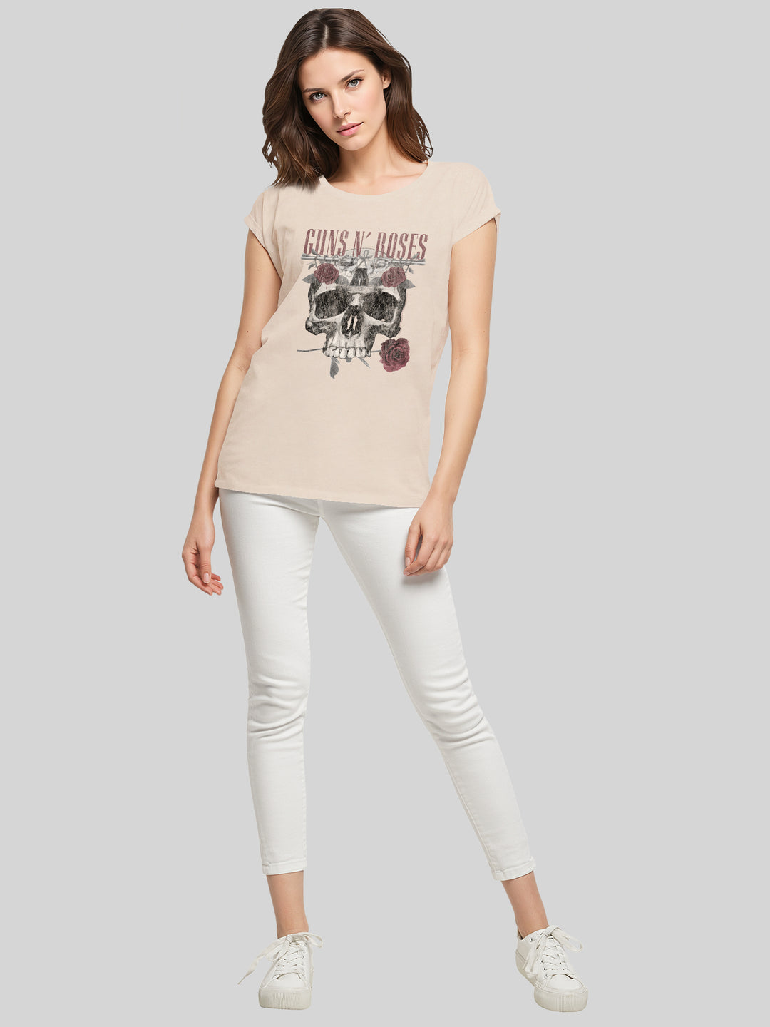 Guns N' Roses Roses Skull with Ladies Extended Shoulder Tee