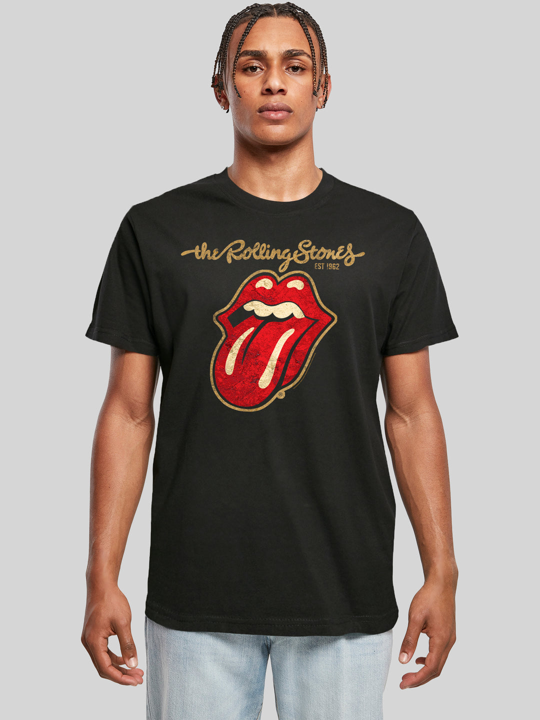 The Rolling Stones - Plastered Tongue Distressed with T-Shirt Round Neck