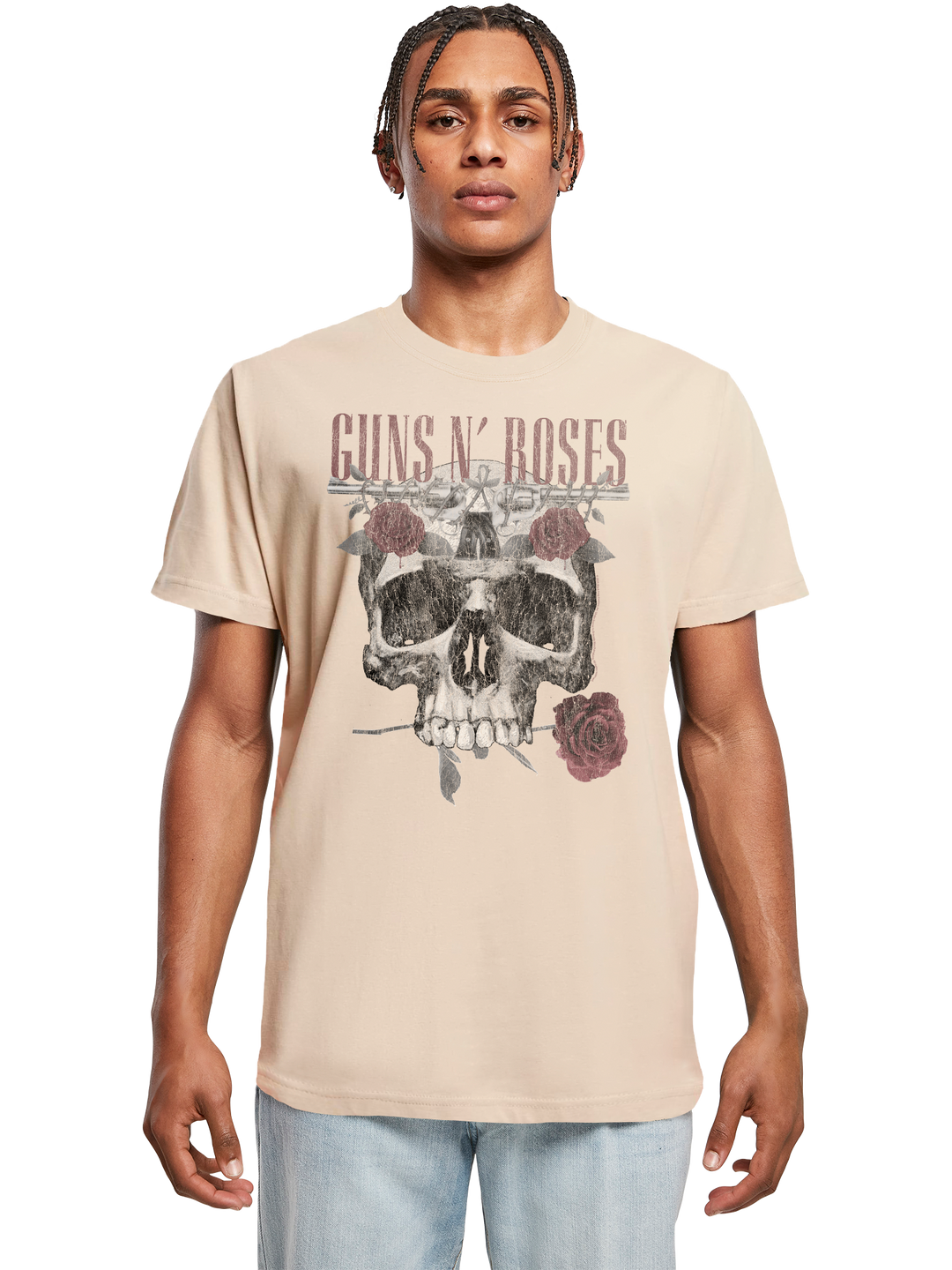 Guns N' Roses Roses Skull with T-Shirt Round Neck