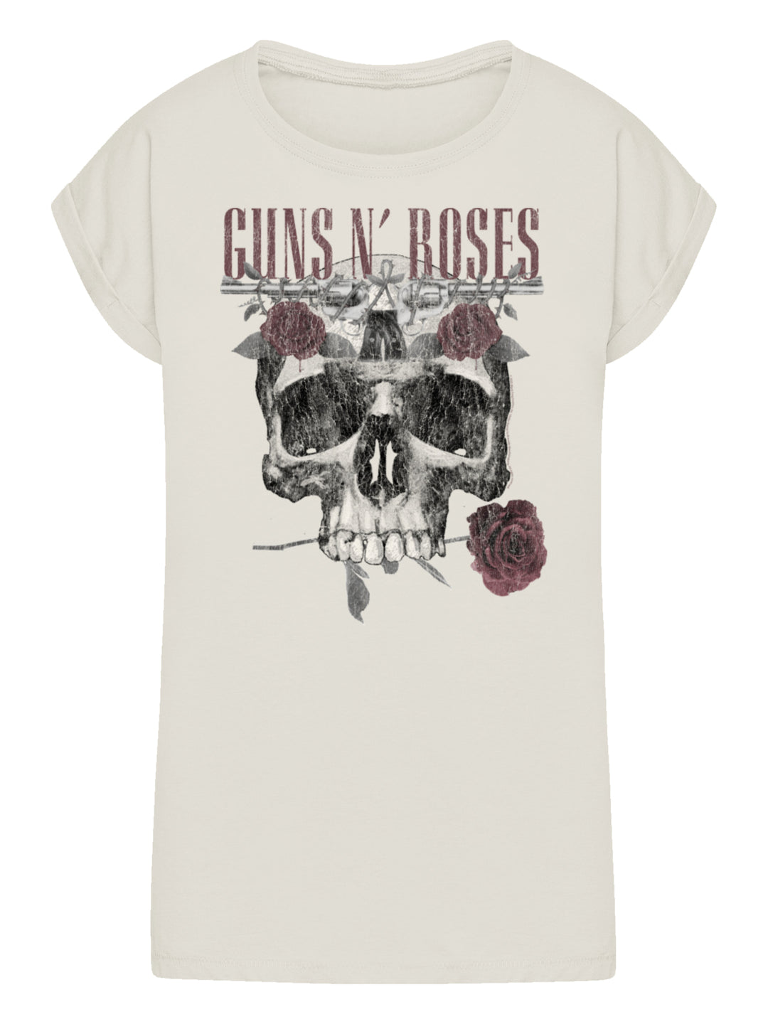 Guns N' Roses Roses Skull with Ladies Extended Shoulder Tee