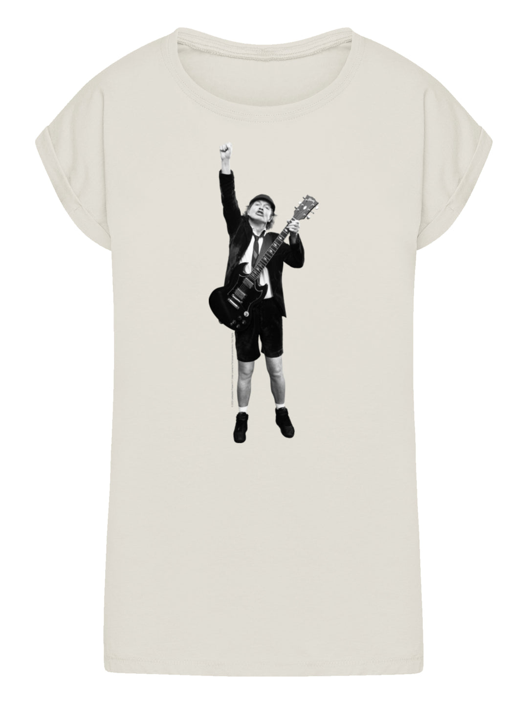 ACDC Angus Young Cut Out Ladies Extended Shoulder Tee