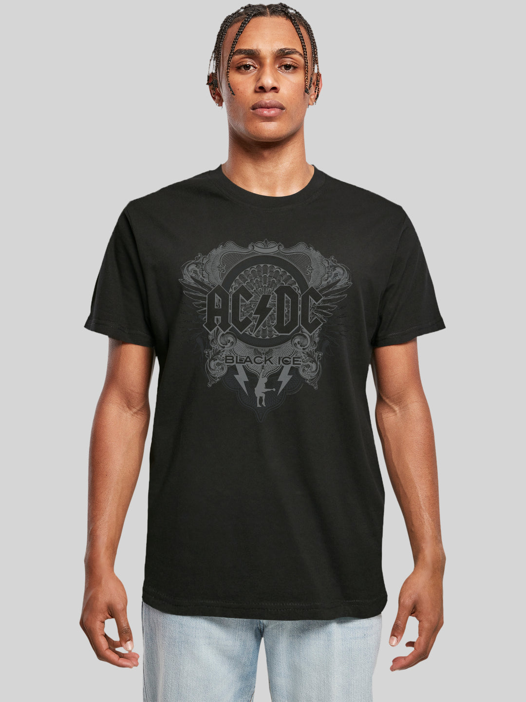 AC/DC Black Ice Round Neck T-Shirt - Showcase Your Rock Spirit in Comfort & Style