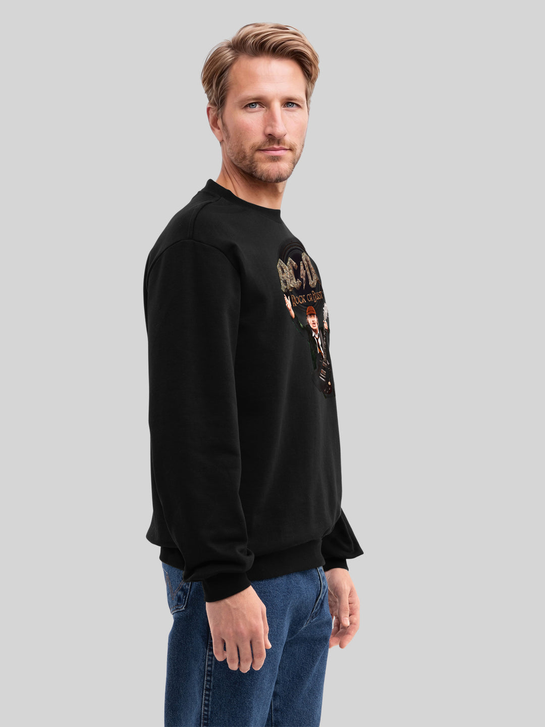 ACDC Rock Or Bust Angus Young with True Blanks | Mens Regular Sweater