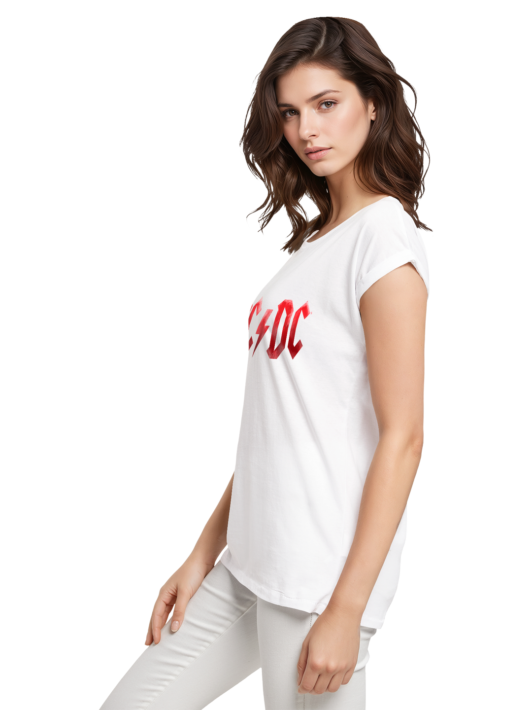 ACDC Red Ice Logo Ladies Extended Shoulder Tee