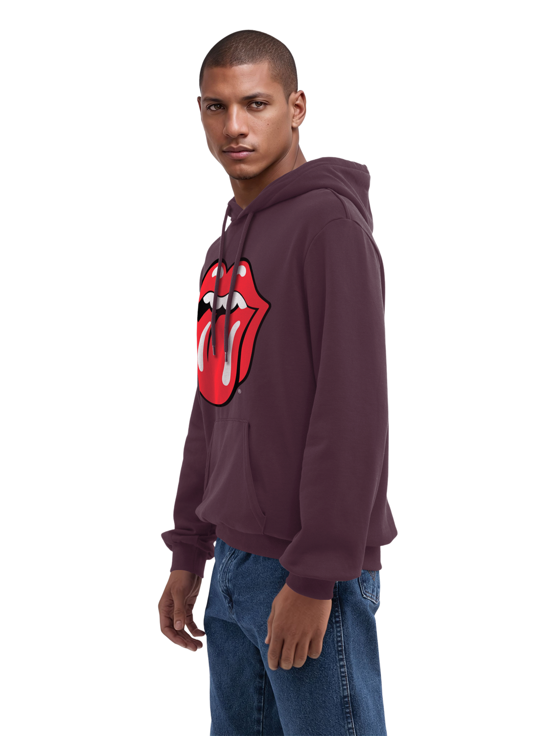 The Rolling Stones Classic Tongue Blk with True Blanks | Mens Regular Hoodie