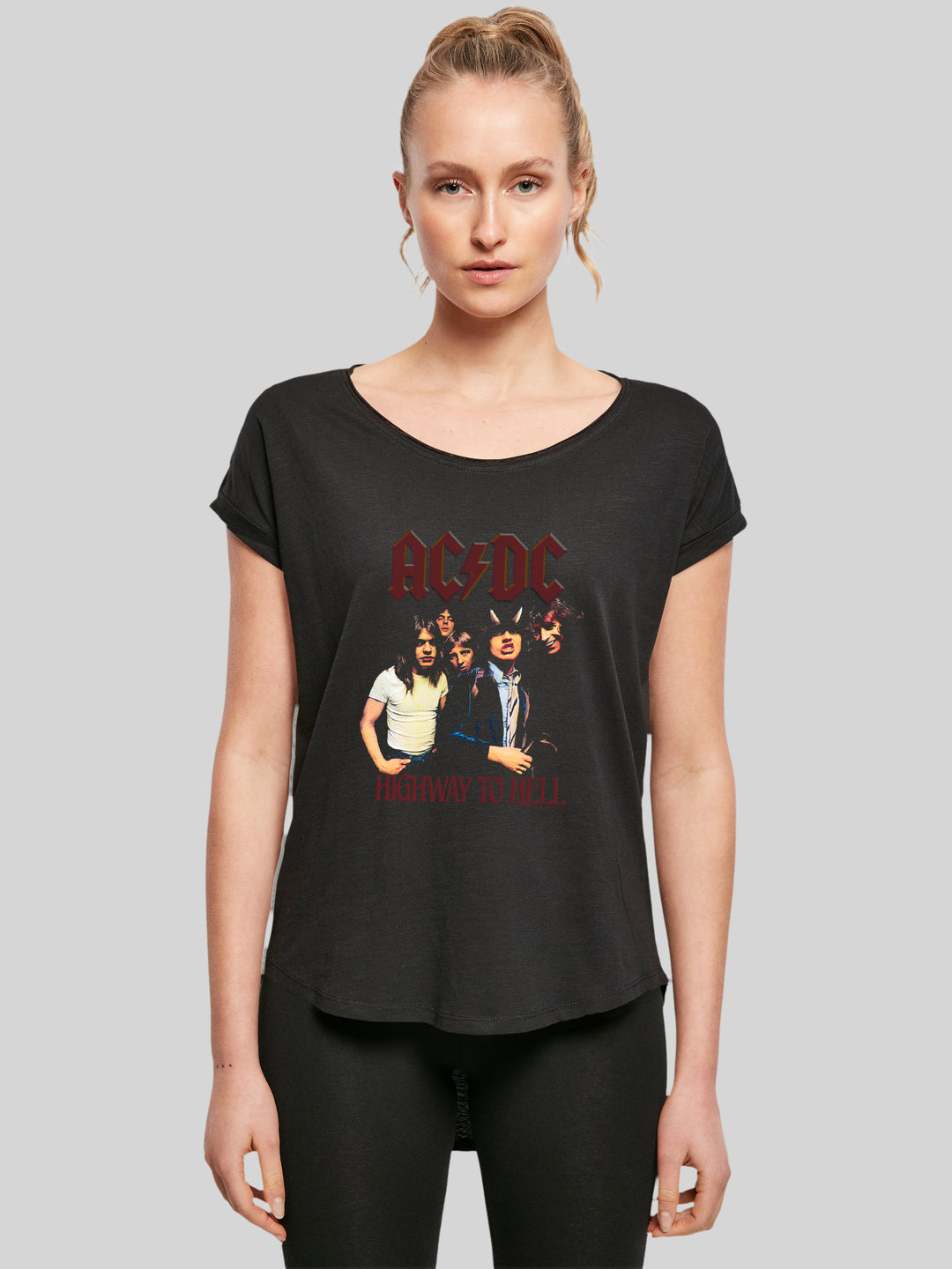 ACDC Highway To Hell Group with Ladies Long Slub Tee