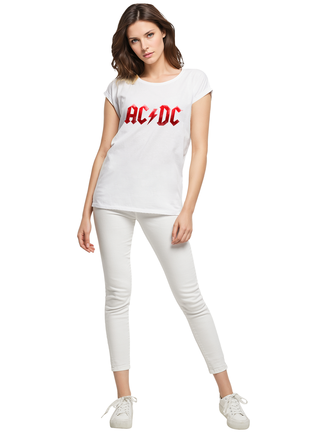 ACDC Red Ice Logo Ladies Extended Shoulder Tee