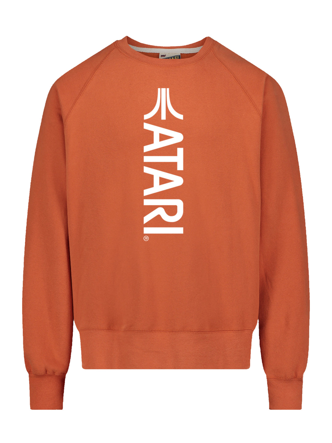 Atari Games Vertical Logo White Retro Gaming with Vintage Fleece Raglan Crew