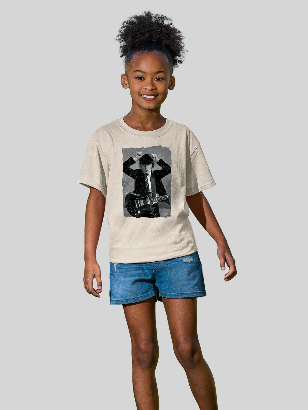 AC/DC Angus Young Distressed Photo with Youth Buddy Tee