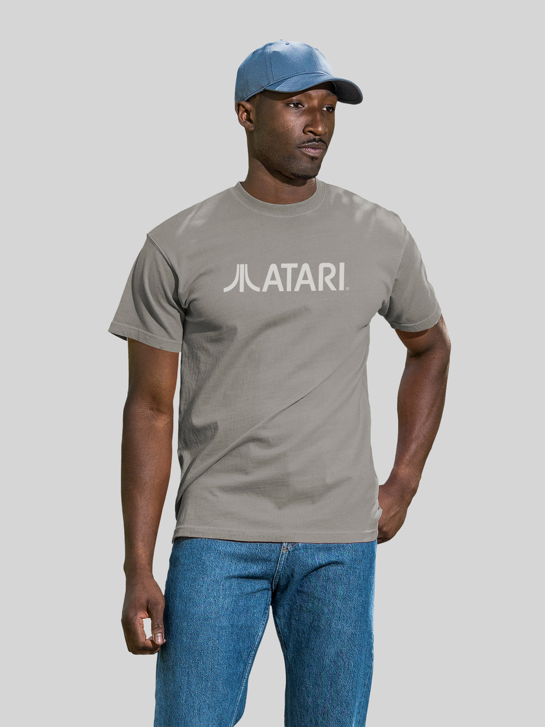 Atari Games Logo White Retro Gaming Horizontal with Coastal Color Tee
