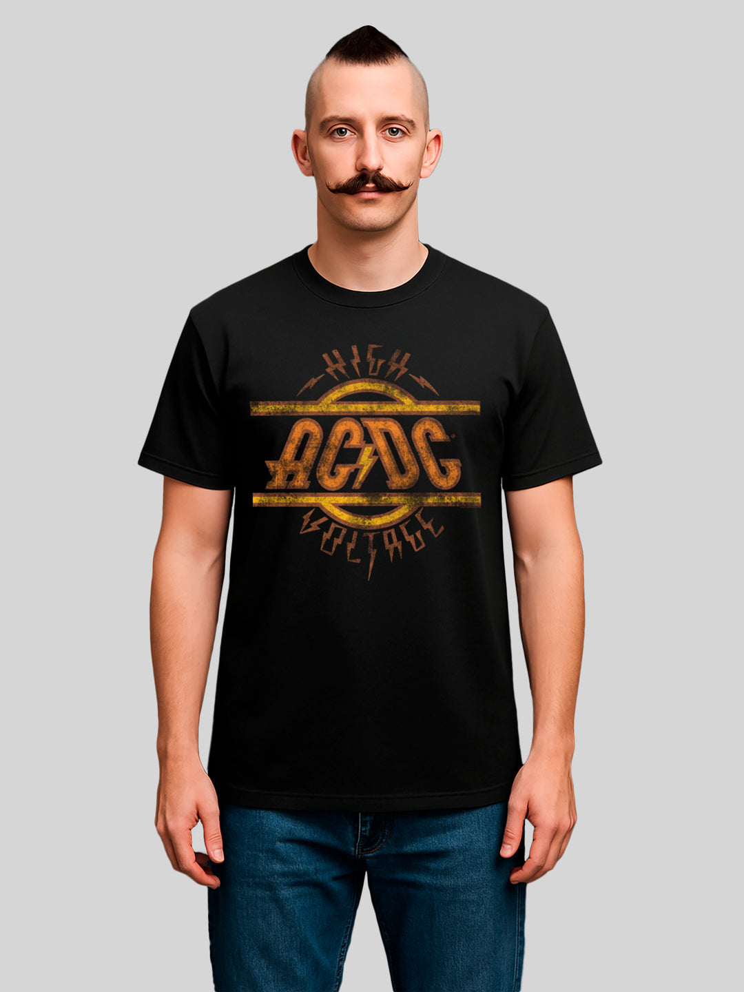 AC/DC High Voltage Logo Distressed Men's Organic T-Shirt