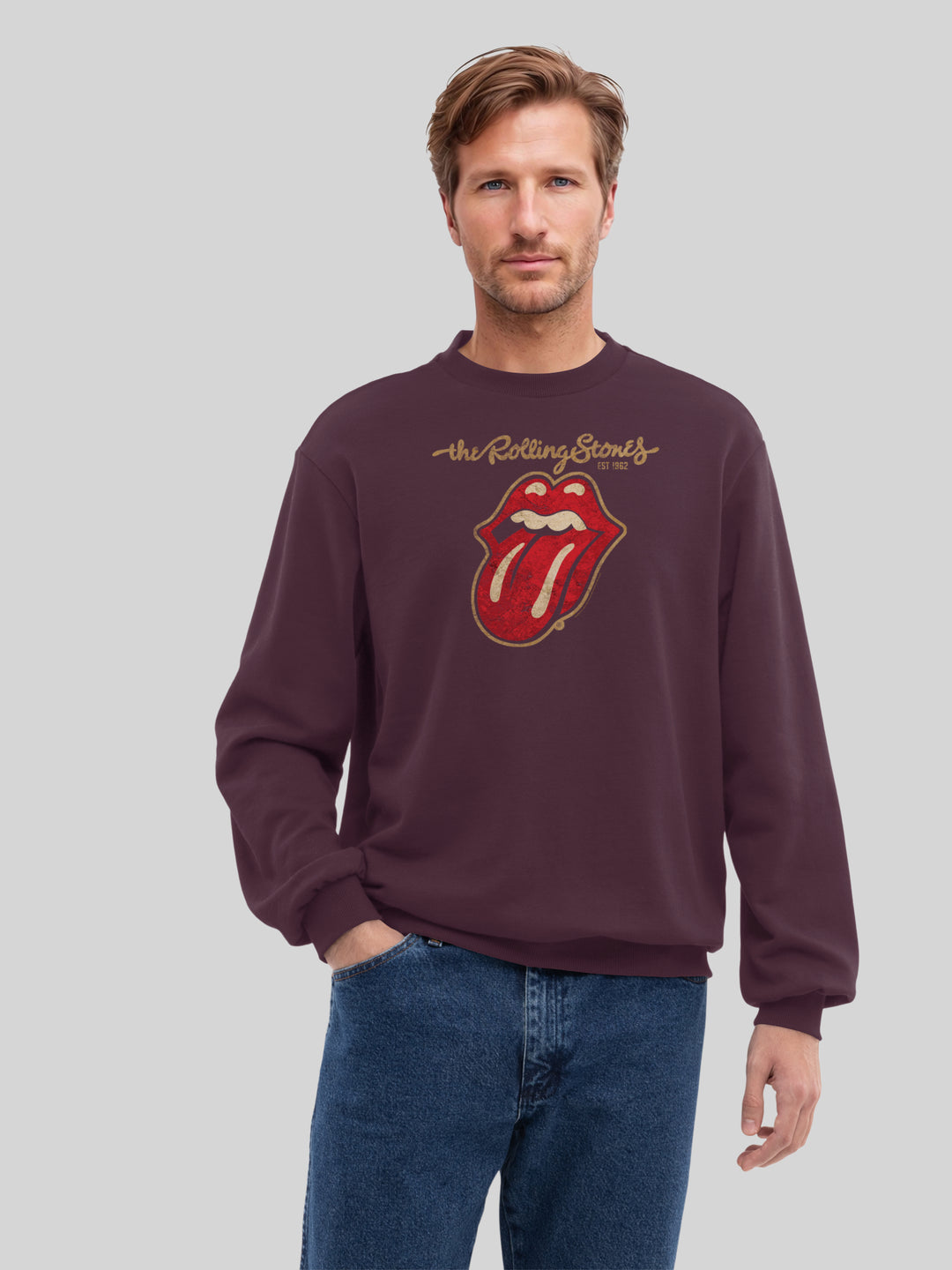 The Rolling Stones - Plastered Tongue Distressed with True Blanks | Mens Regular Sweater