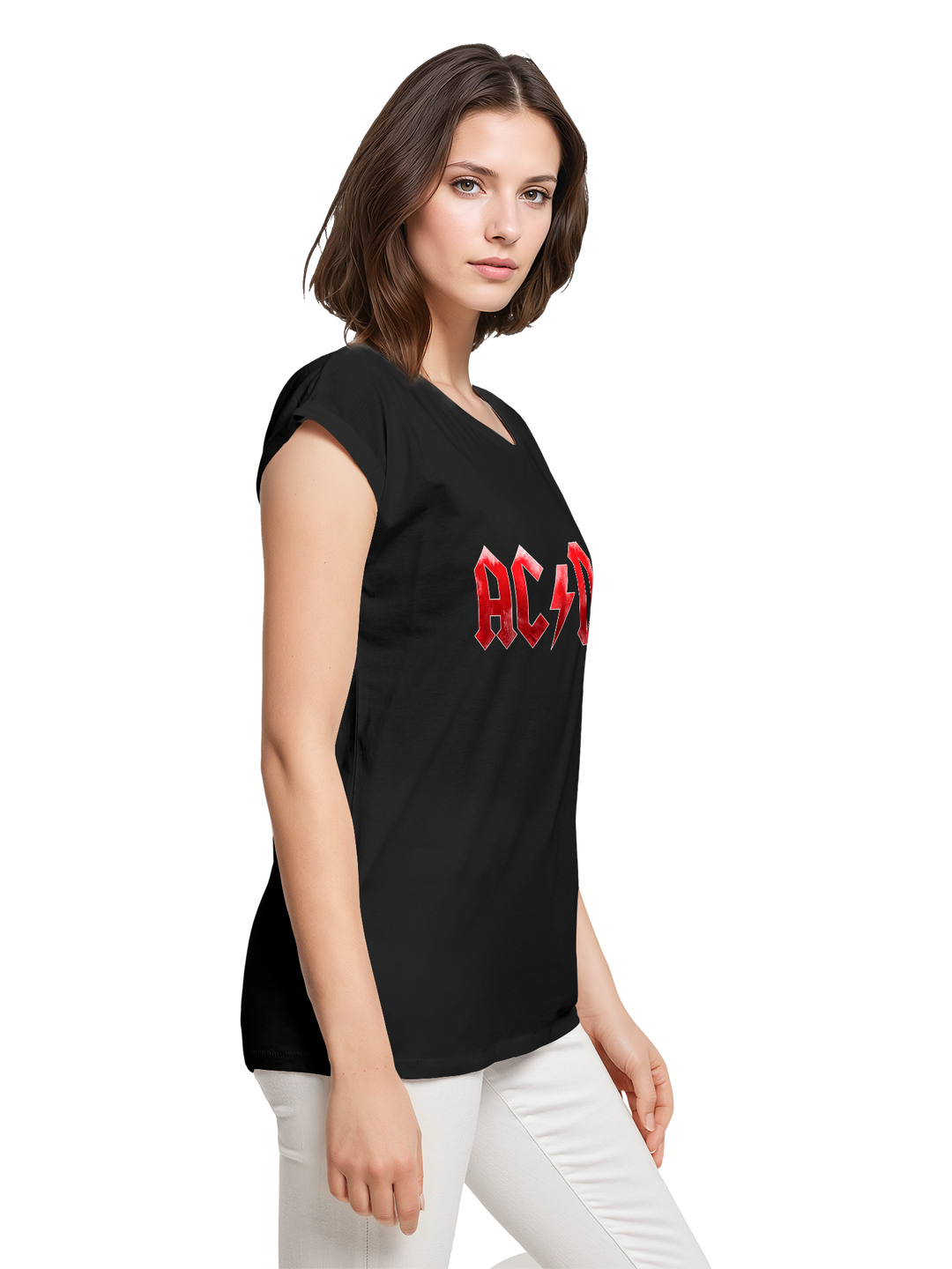 ACDC Red Ice Logo Ladies Extended Shoulder Tee