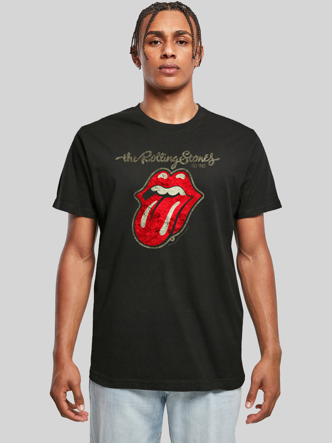 The Rolling Stones Plastered Tongue Washed T-Shirt Round Neck
