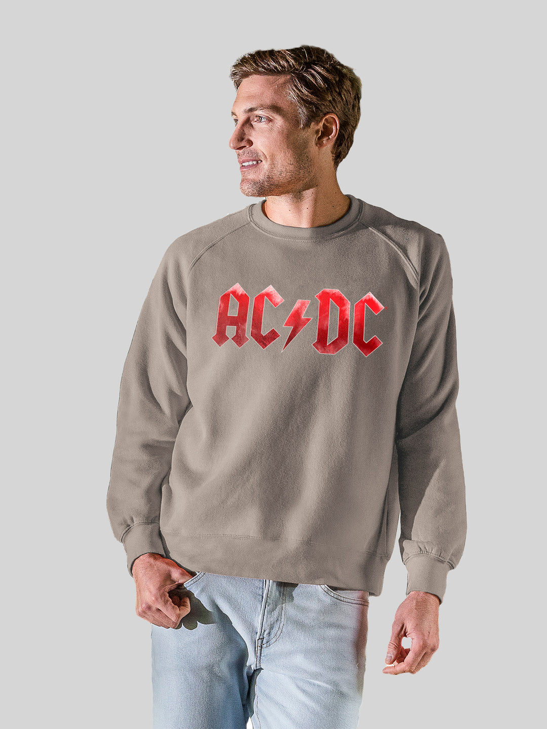 AC/DC Red Ice Logo with Vintage Fleece Raglan Crew