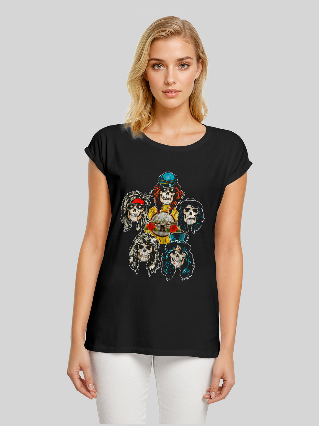 Guns N' Roses Vintage Heads with Ladies Extended Shoulder Tee