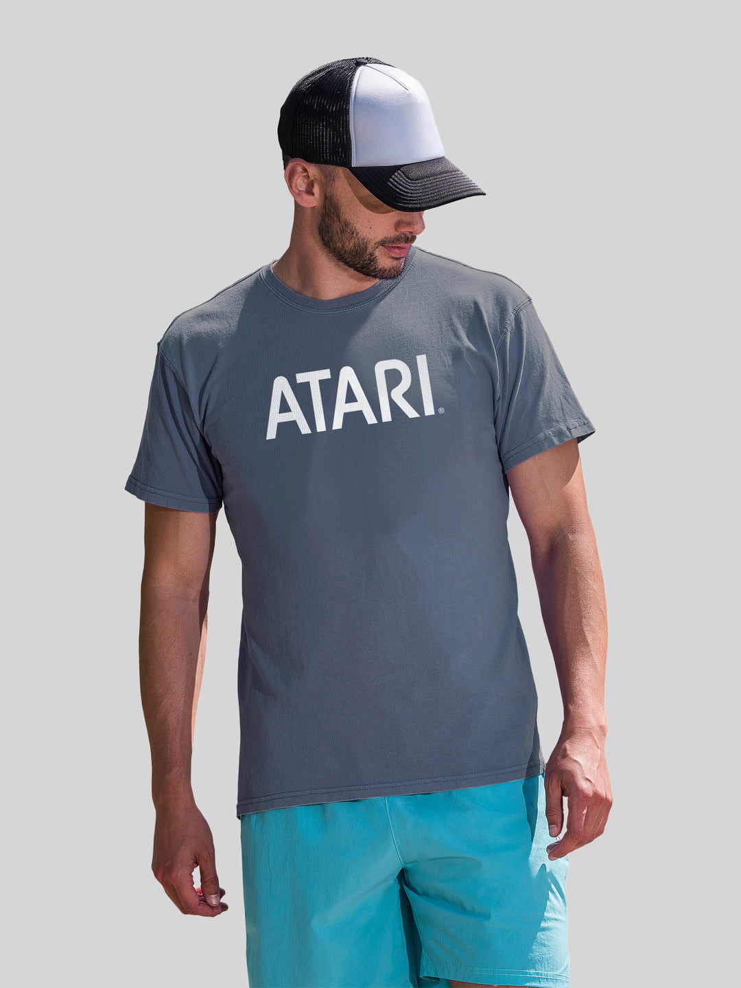 Atari Games Logo Black Retro Gaming with Coastal Color Tee