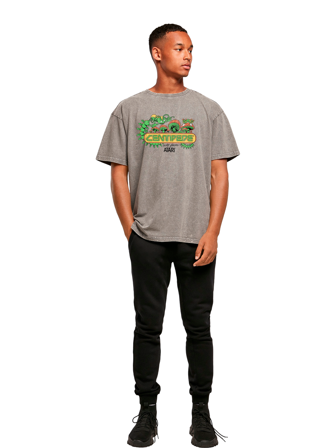 Centipede Atari Retro Gaming Art with Acid Washed Heavy Oversize Tee