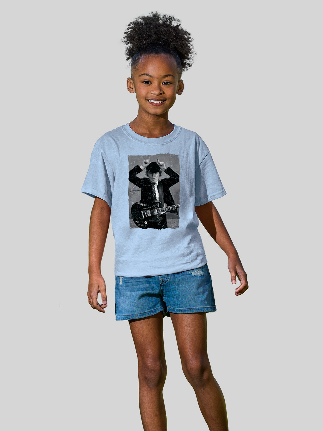 AC/DC Angus Young Distressed Photo with Youth Buddy Tee