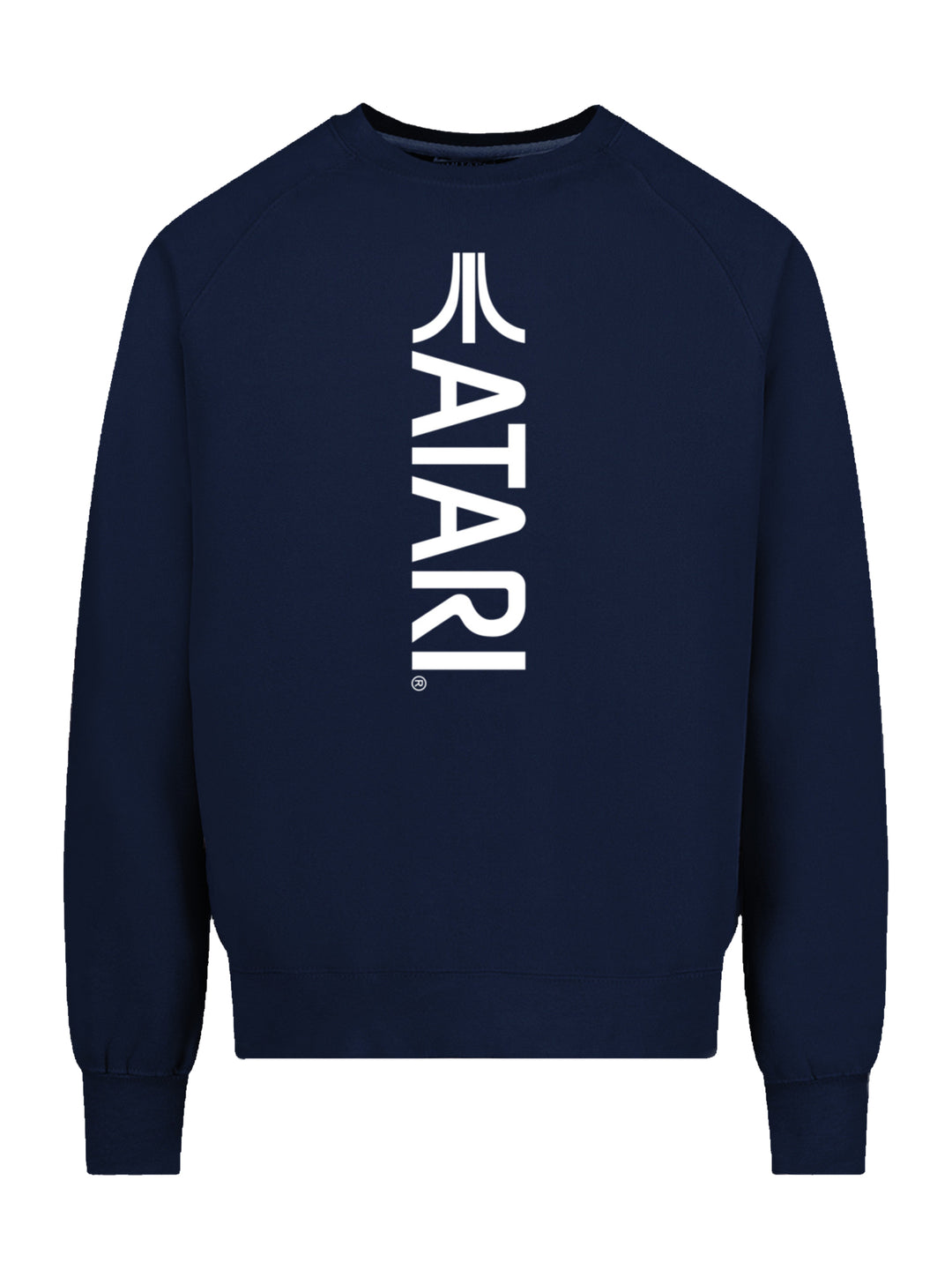 Atari Games Vertical Logo White Retro Gaming with Vintage Fleece Raglan Crew