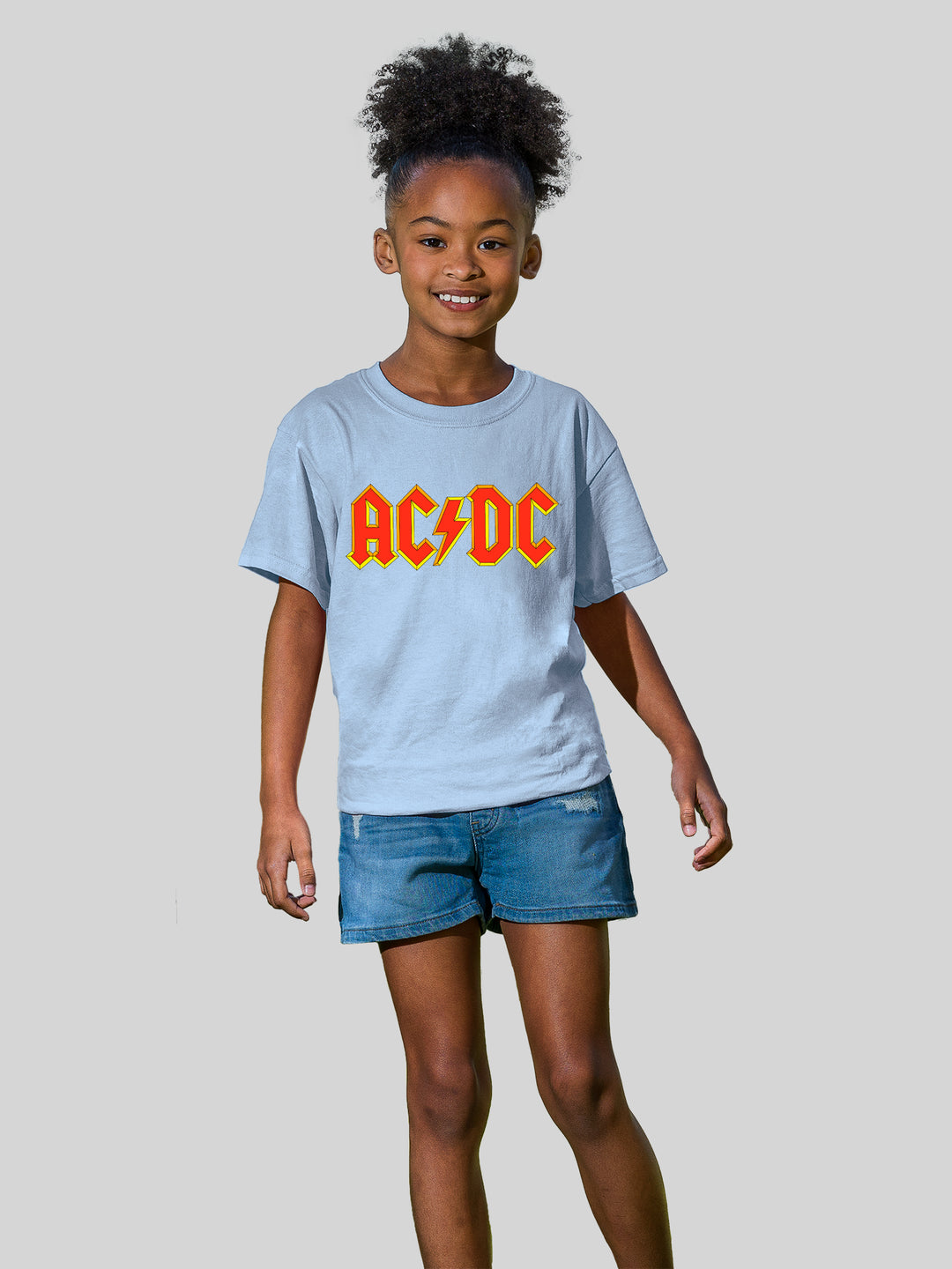 AC/DC Yellow Outline Red Logo with Youth Buddy Tee