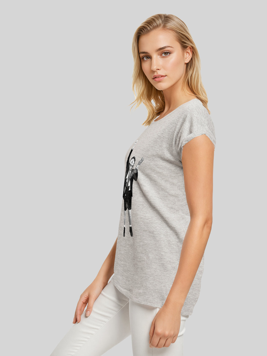 ACDC Angus Young Cut Out Ladies Extended Shoulder Tee