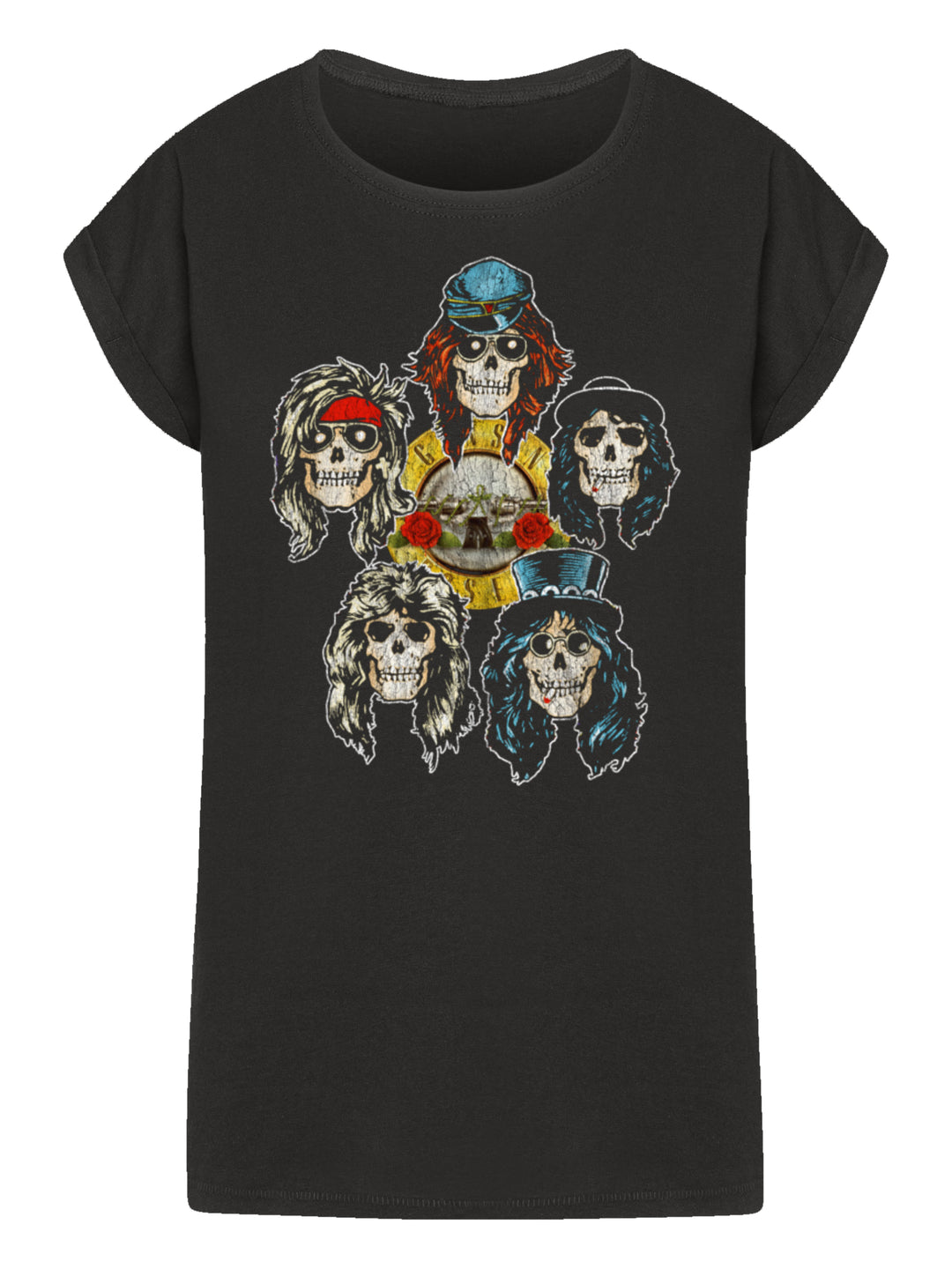 Guns N' Roses Vintage Heads with Ladies Extended Shoulder Tee