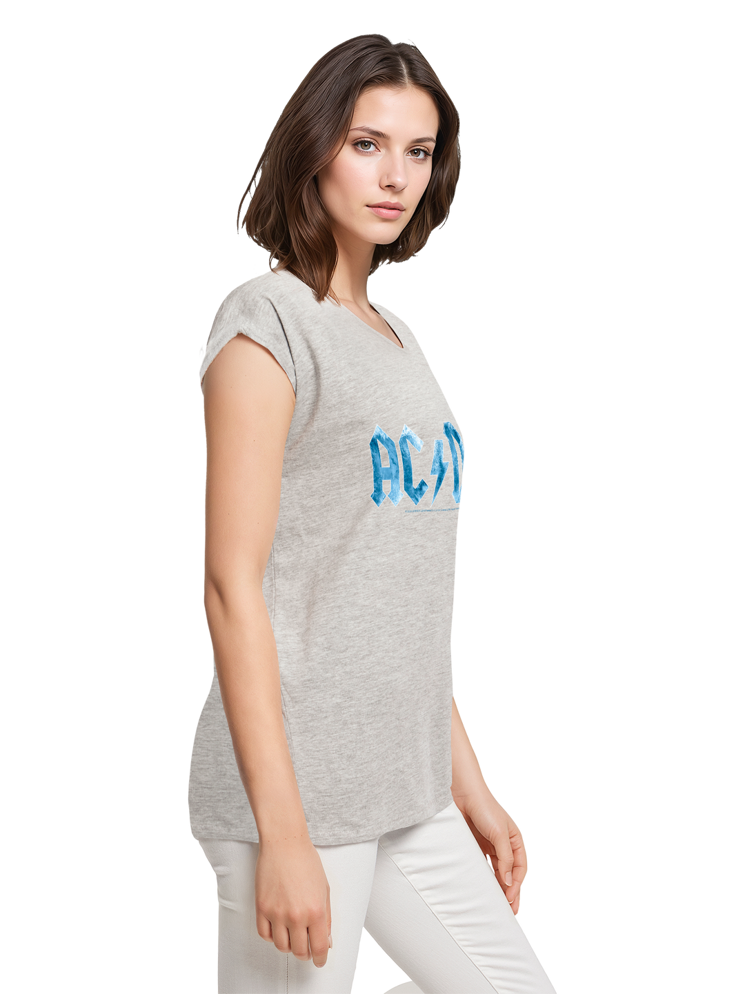 ACDC Blue Ice Logo Ladies Extended Shoulder Tee