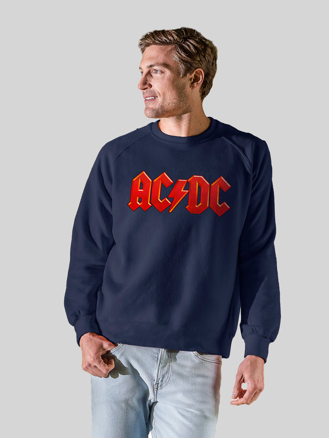ACDC Dark Red Logo AOP with Vintage Fleece Raglan Crew