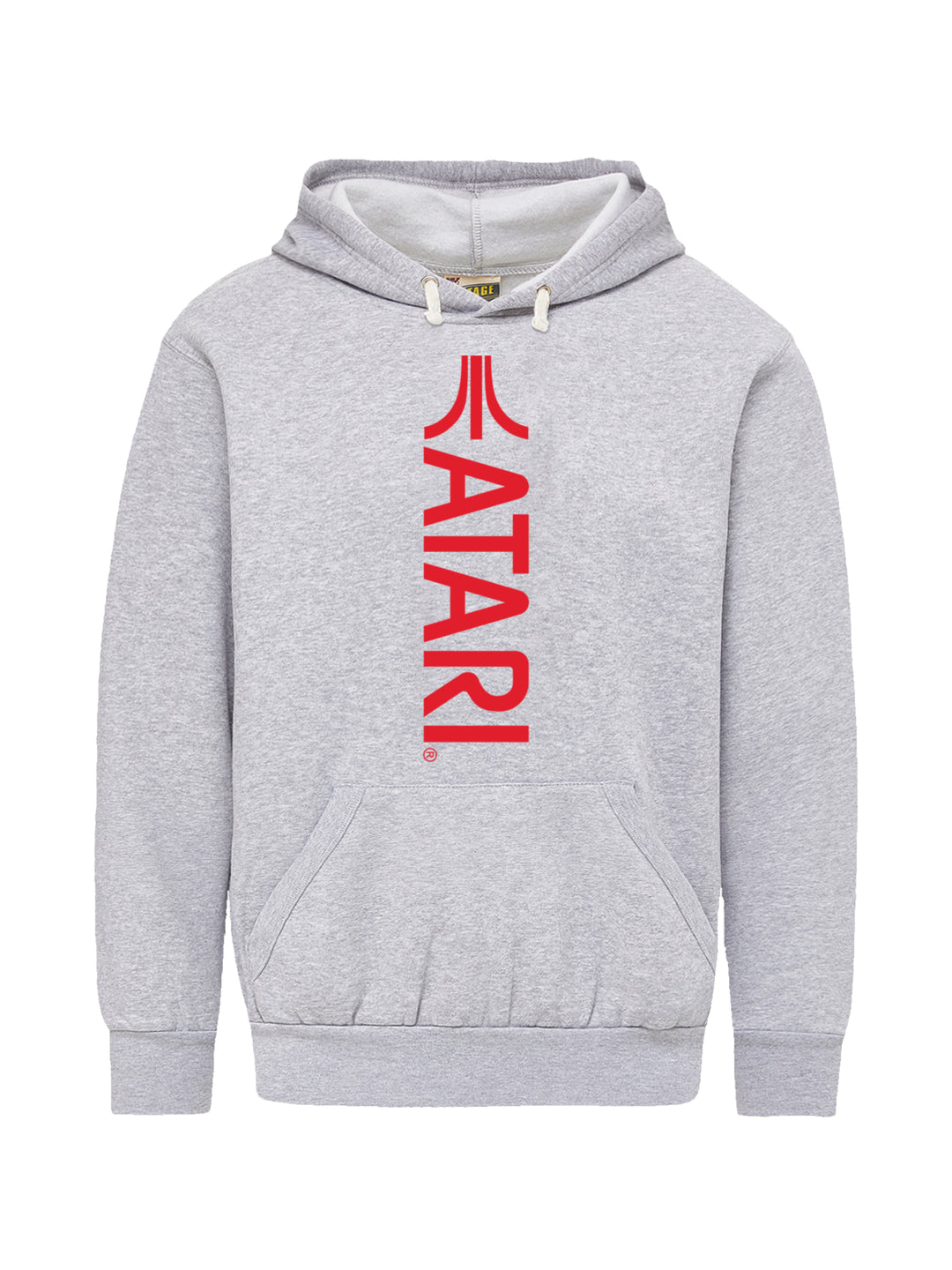 Atari Games Vertical Logo Red Retro Gaming with Vintage Fleece Hood