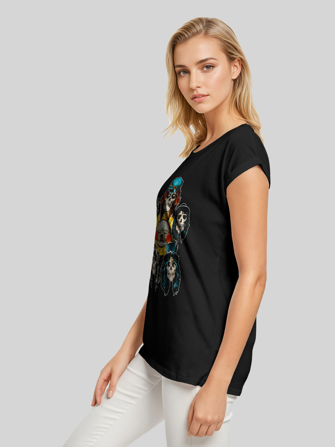 Guns N' Roses Vintage Heads with Ladies Extended Shoulder Tee
