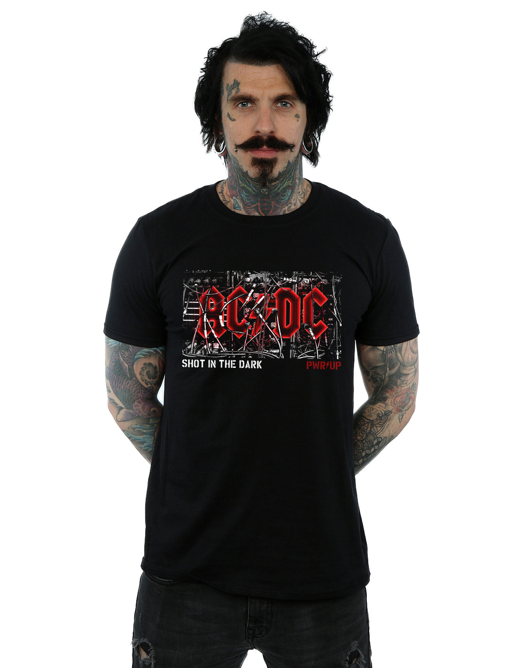 AC/DC PWRUP Cable Logo Round Neck T-Shirt - Power Up Your Rock 'n' Roll Style