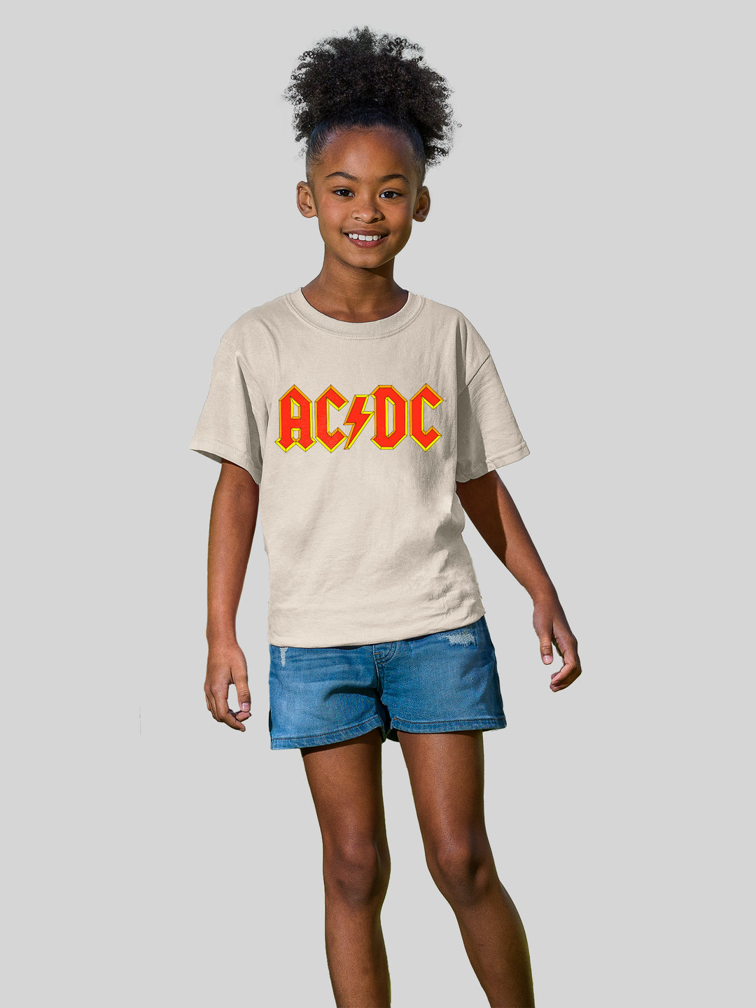 AC/DC Yellow Outline Red Logo with Youth Buddy Tee