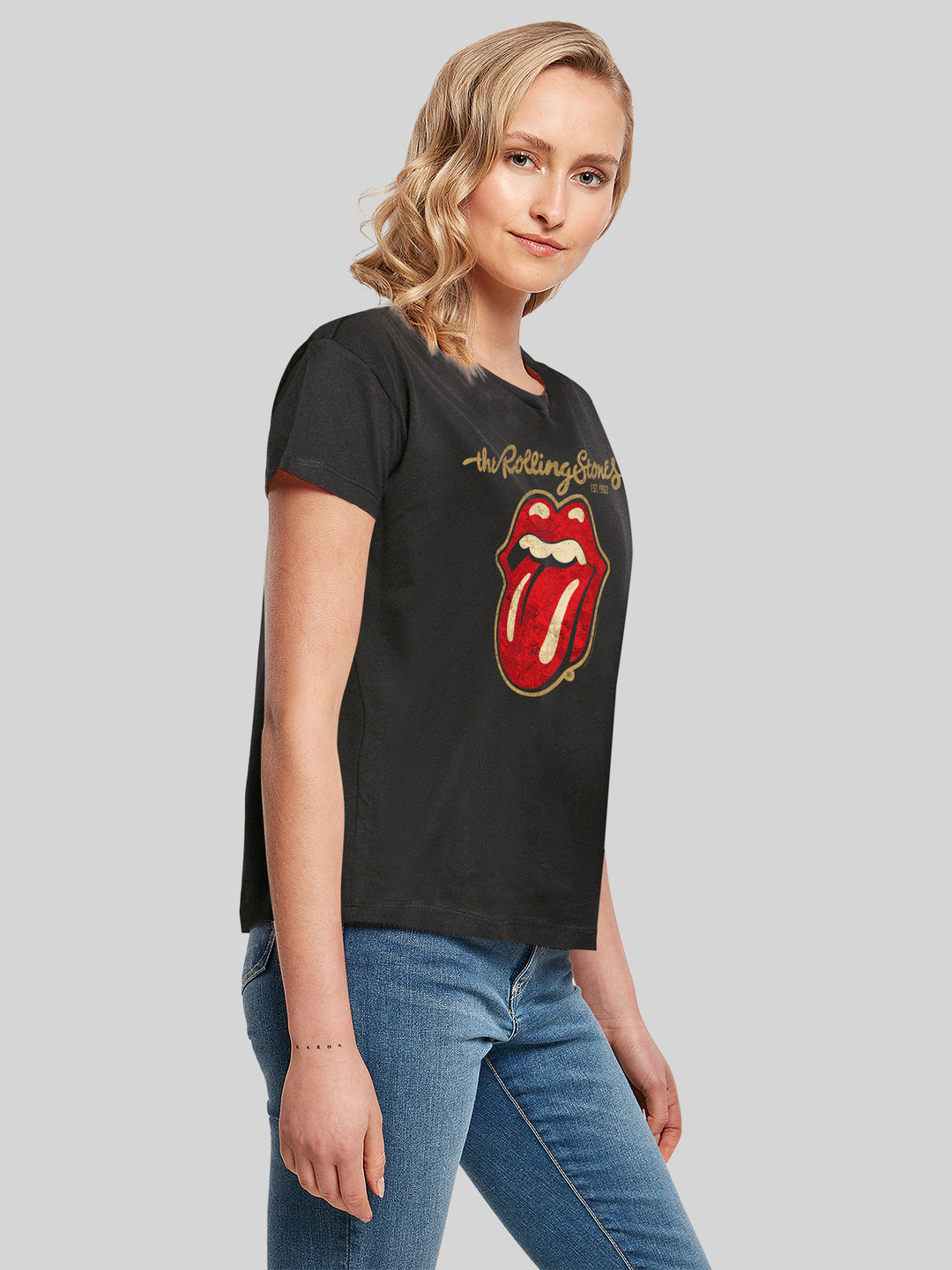 The Rolling Stones - Plastered Tongue Distressed with Ladies Box Tee