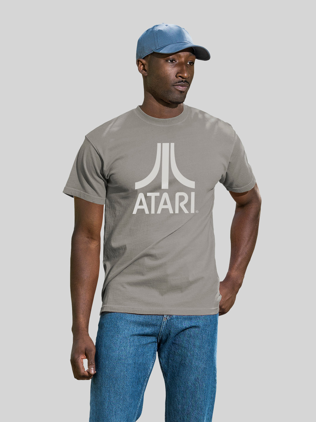 Atari Games Logo White Retro Gaming with Coastal Color Tee