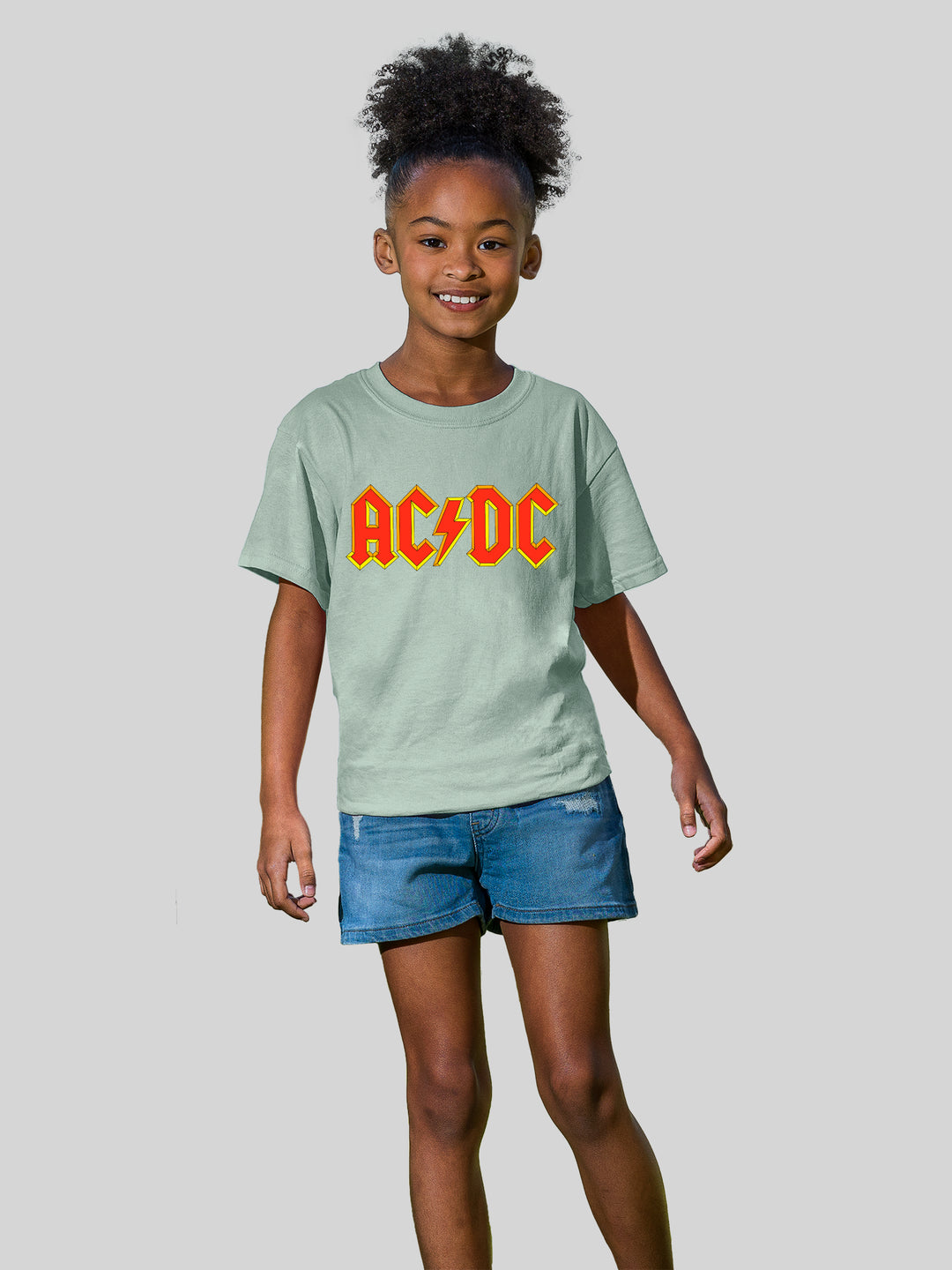AC/DC Yellow Outline Red Logo with Youth Buddy Tee