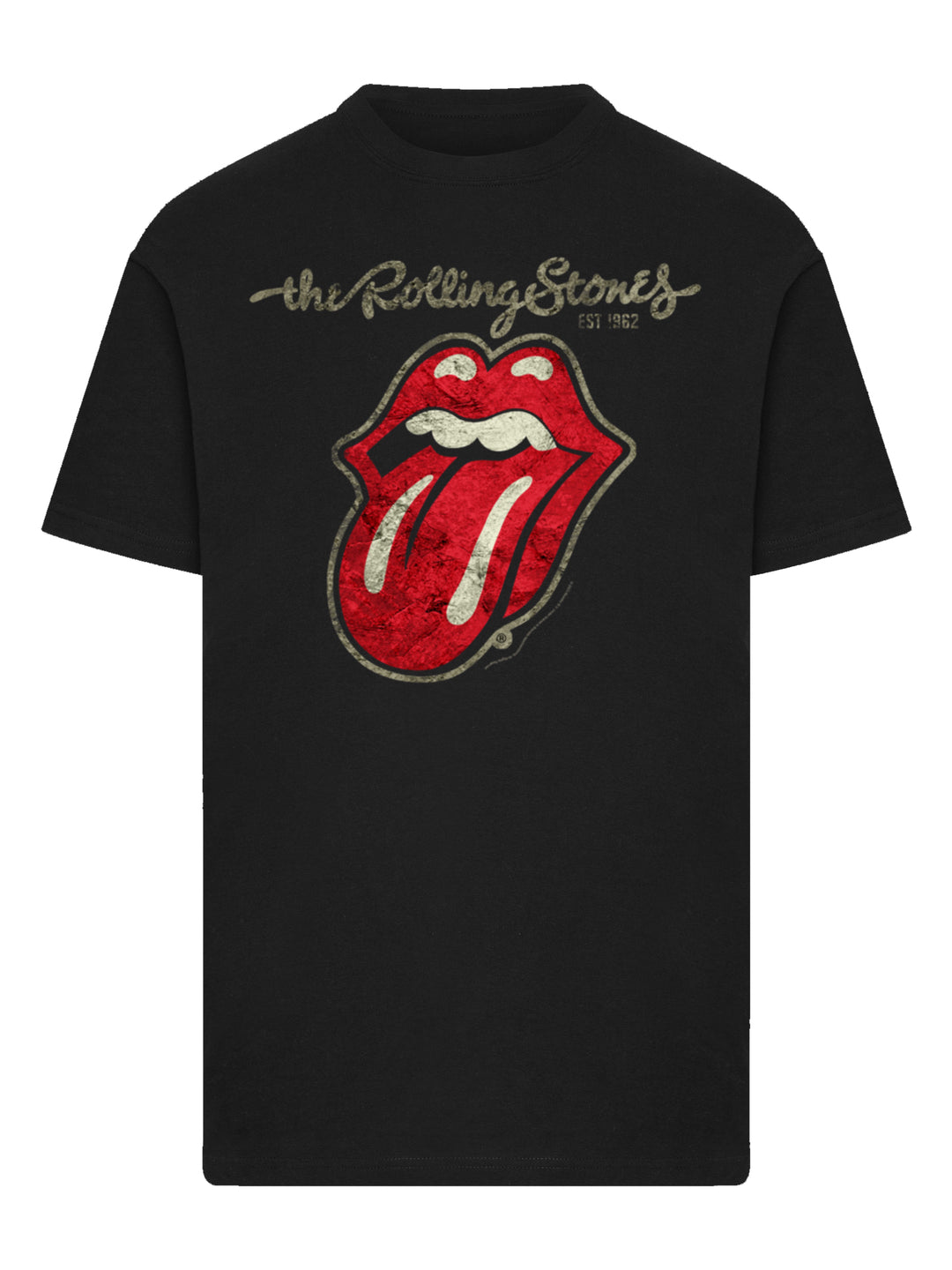 The Rolling Stones Plastered Tongue Washed T-Shirt Round Neck