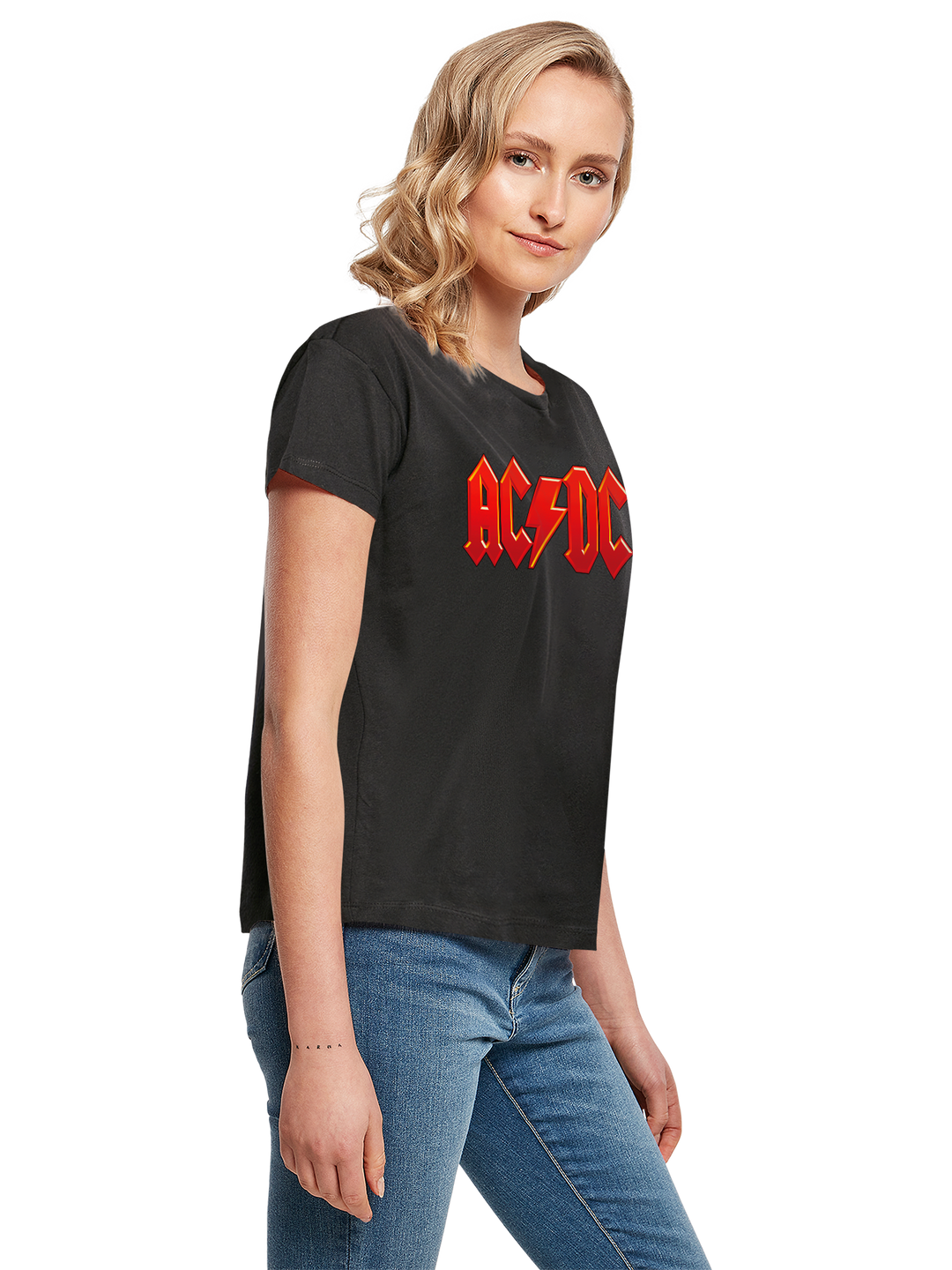 ACDC Dark Red Logo with Ladies Box Tee