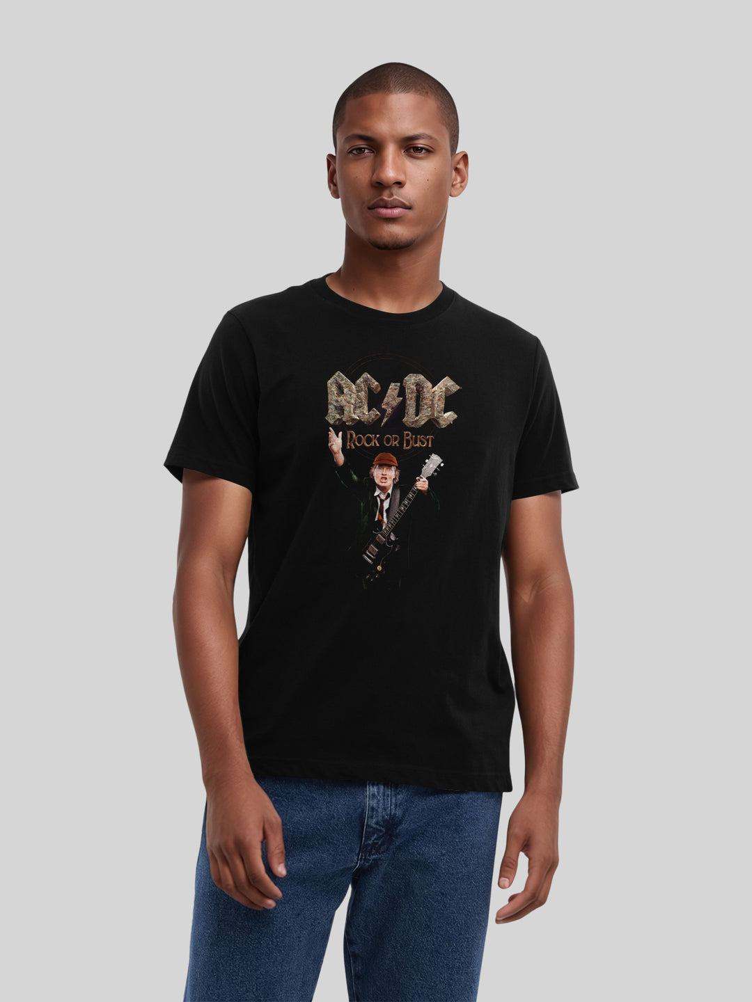 ACDC Rock Or Bust Angus Young Mens Regular Tee