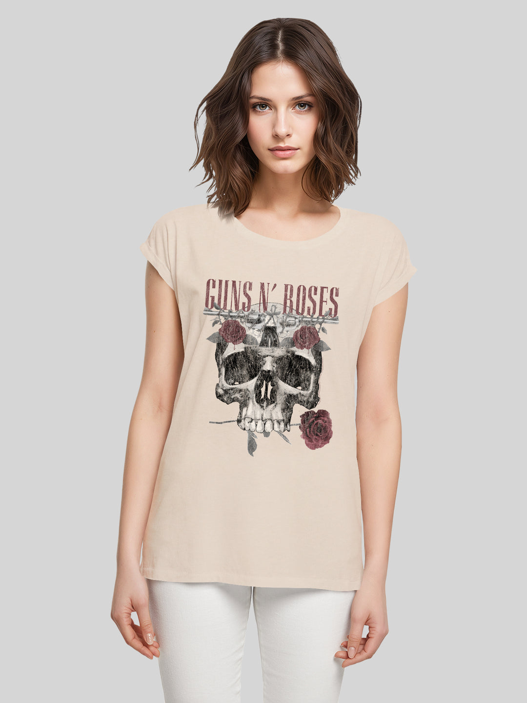 Guns N' Roses Roses Skull with Ladies Extended Shoulder Tee