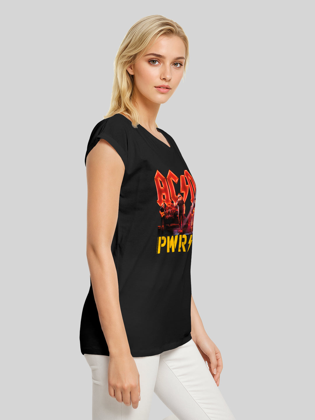 ACDC PWRUP Stage Lights with Ladies Extended Shoulder Tee